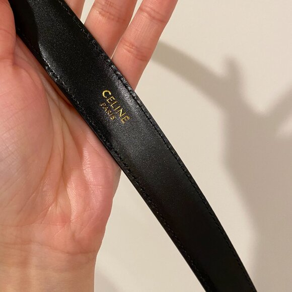 Celine Triomphe Gold Buckle Black Belt - Picture 7 of 7